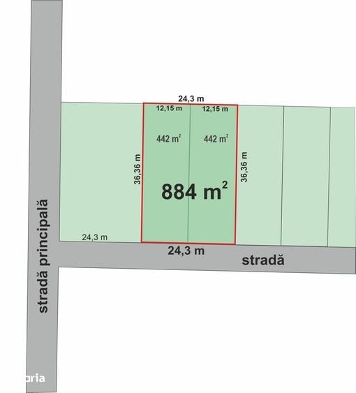 Teren de 884 mp, în Central