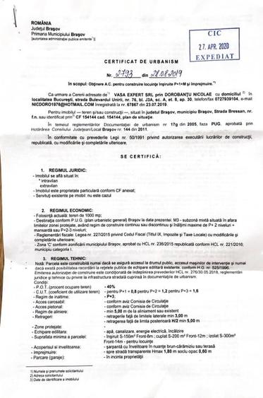Teren Construcții intravilan de 500 mp, în Stupini