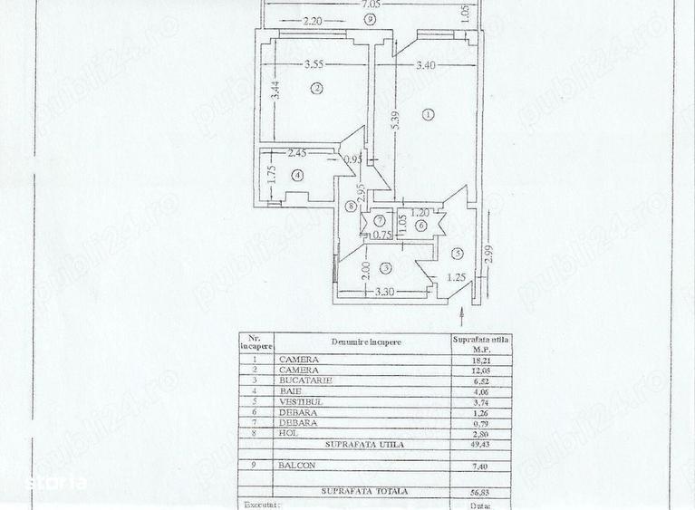 Apartament cu 2 camere decomandat în Lujerului