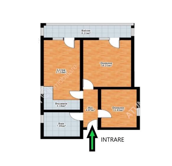 Apartament cu 3 camere decomandat, mobilat în Turnișor