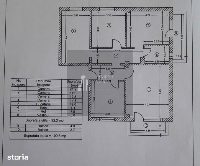 Apartament cu 4 camere decomandat în Central