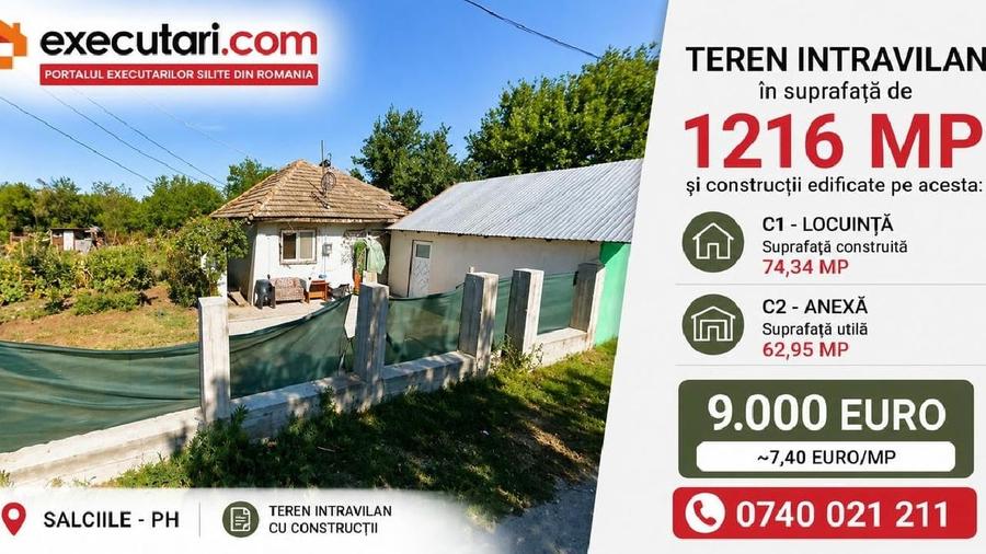 Casă individuală cu 2 camere cu Teren 1216 Mp în Sălciile