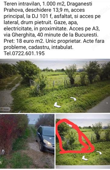 Teren de 1000 mp, în Exterior Vest
