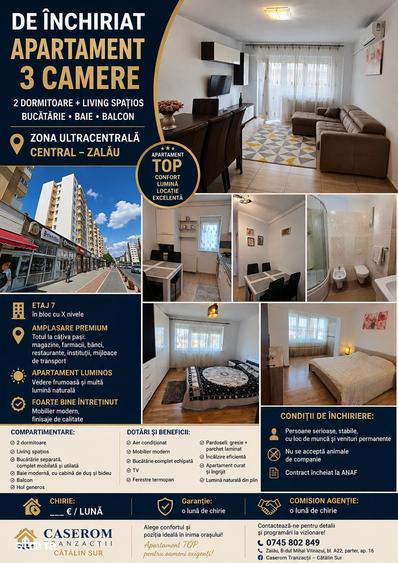 Apartament cu 3 camere în Central