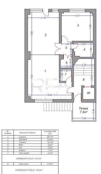 Apartament cu 2 camere semidecomandat, mobilat în Moșilor