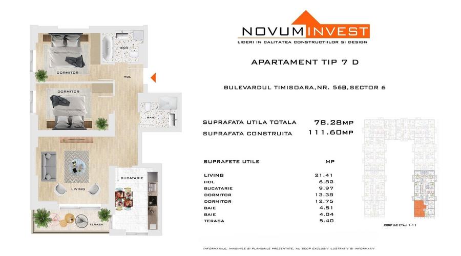 Apartament cu 3 camere decomandat în Gorjului