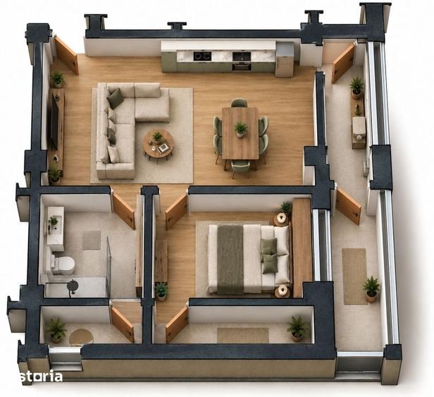 Apartament cu 2 camere în Malu Mare
