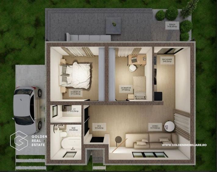 Casă individuală cu 3 camere cu Teren 350 Mp în 6 Vânători