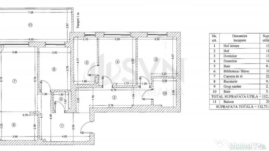 Apartament cu 4 camere semidecomandat în Domenii