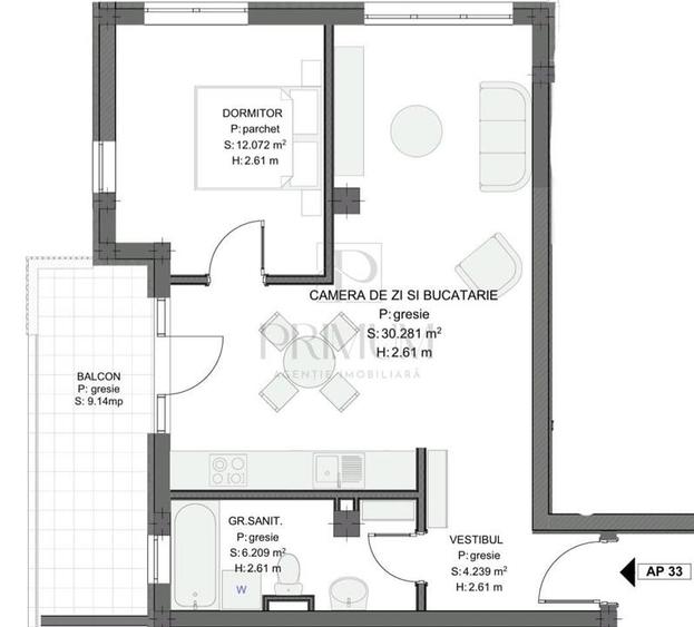 Apartament cu 2 camere semidecomandat în Torontalului