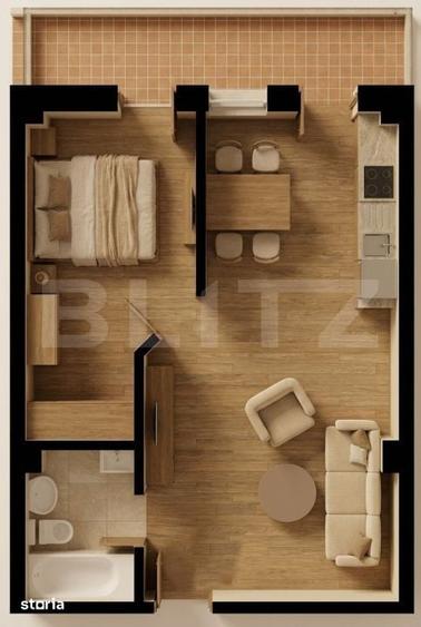 Ap. 2 Camere 43 mp + Balcon Generos 8.3 mp | Incalzire Pardoseala | BL - 1
