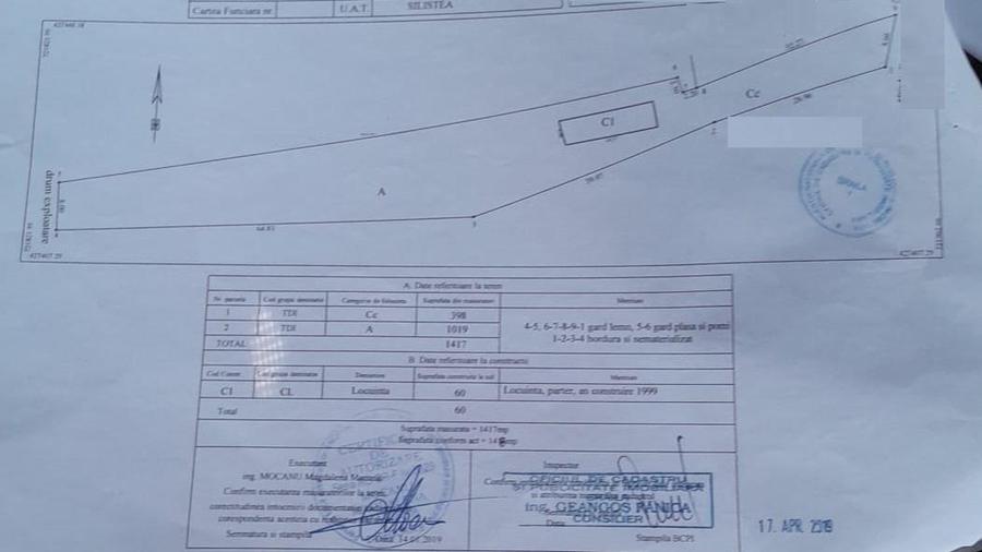 Teren intravilan de 1418 mp, în Siliștea
