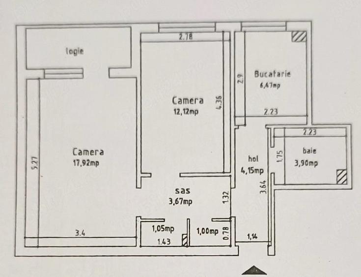 Apartament cu 2 camere decomandat în Zimbru