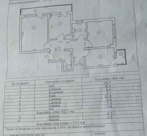 Apartament cu 3 camere decomandat în Școlilor