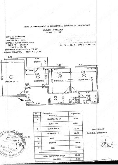 Apartament cu 3 camere decomandat în Central