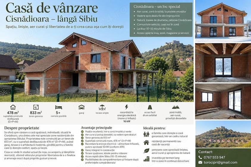Casă cu Teren 833 Mp în Cisnădioara