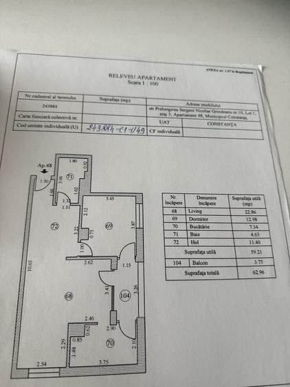 Apartament cu 2 camere decomandat în Central
