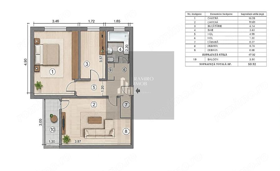 Apartament cu 2 camere decomandat în Alexandru Obregia