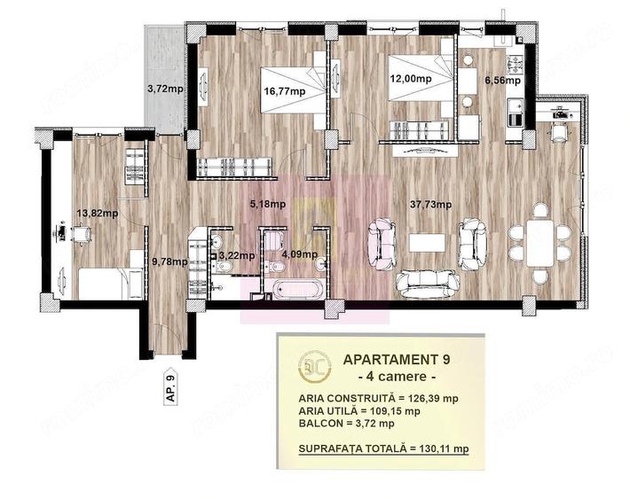 Apartament cu 4 camere decomandat în Central