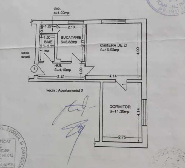 Apartament cu 2 camere semidecomandat în Central