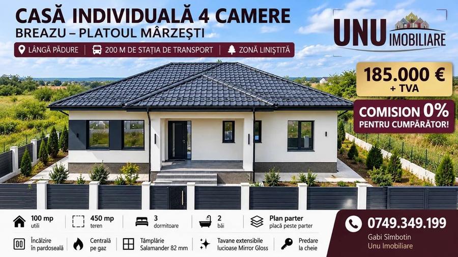 Casă individuală cu 4 camere cu Teren 450 Mp în Central
