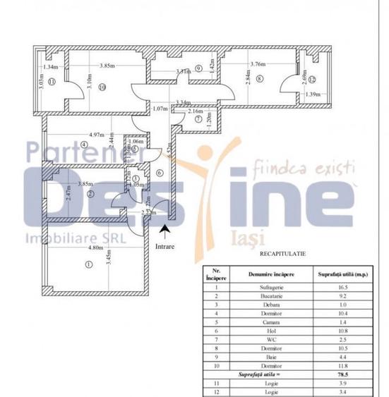 Apartament cu 4 camere decomandat în Galata