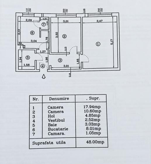 Apartament cu 2 camere decomandat în Titan