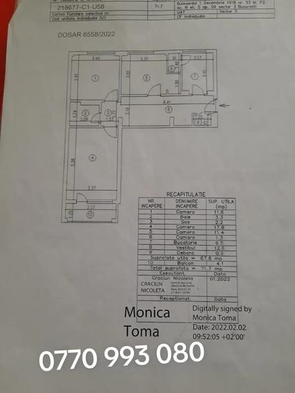 Apartament cu 3 camere decomandat în 1 Decembrie 1918