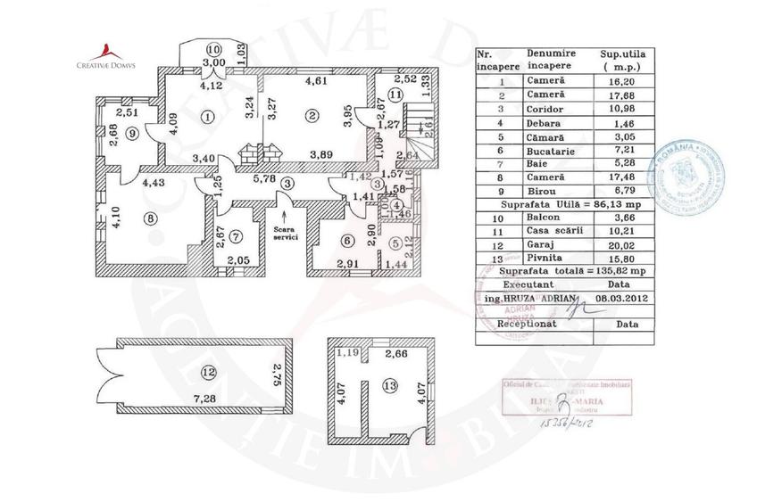 Apartament cu 3 camere semidecomandat în Domenii