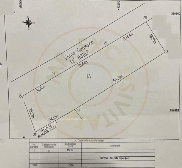Teren Construcții intravilan de 1526 mp, în Geamăna