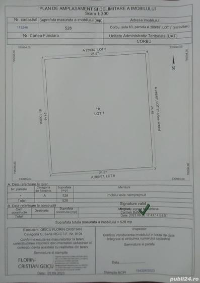 Teren de 528 mp, în Corbu