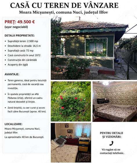 Casă cu Teren 2500 Mp în Micșunești-Moară