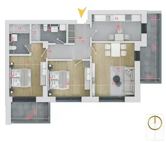 Apartament cu 3 camere decomandat în Theodor Pallady