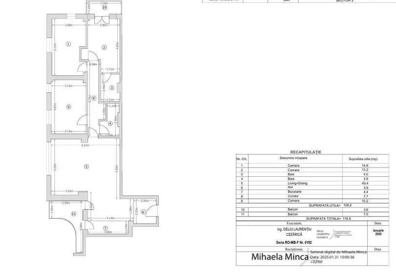 Apartament cu 4 camere în Armeneasca