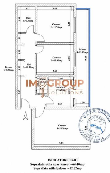 Apartament cu 3 camere decomandat în Holboca