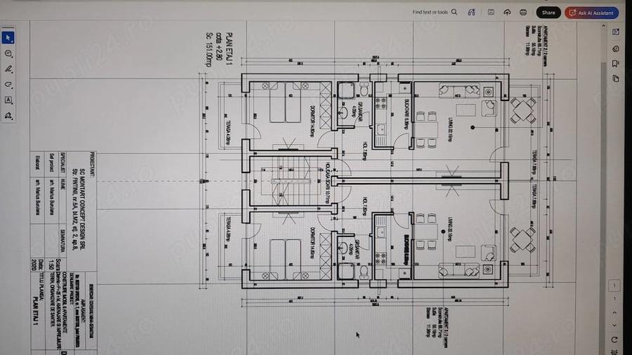 Apartament cu 2 camere decomandat în Central