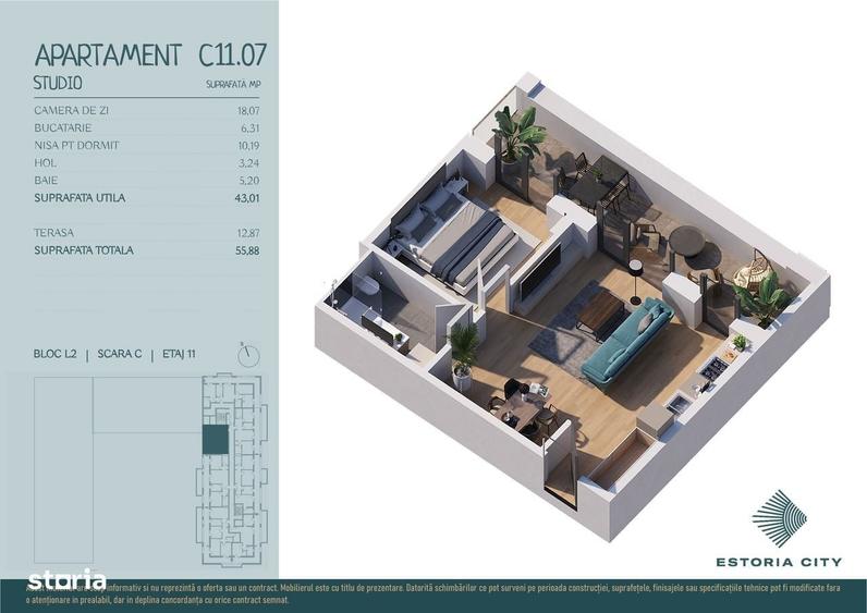 Apartament cu 2 camere în Theodor Pallady