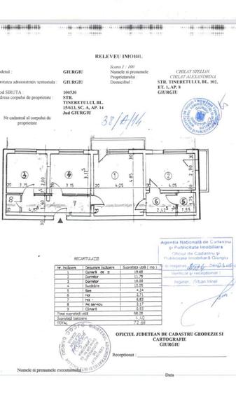 Apartament cu 3 camere semidecomandat în Central