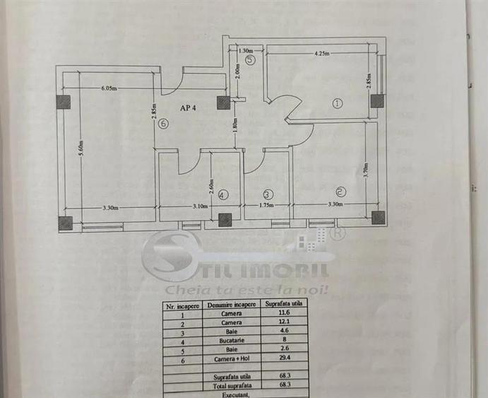 Apartament cu 3 camere semidecomandat în Valea Adâncă