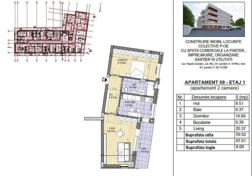Apartament 2 camere decomandat | 67,61 mp utili | Bloc Boutique P+3 | - 1