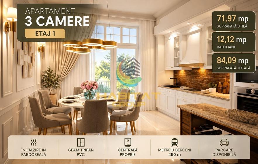 Apartament cu 3 camere decomandat în Central