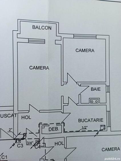 Apartament cu 2 camere decomandat în Carei