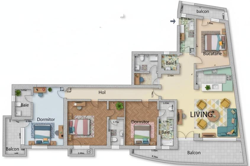 Apartament cu 4 camere decomandat în Herăstrău