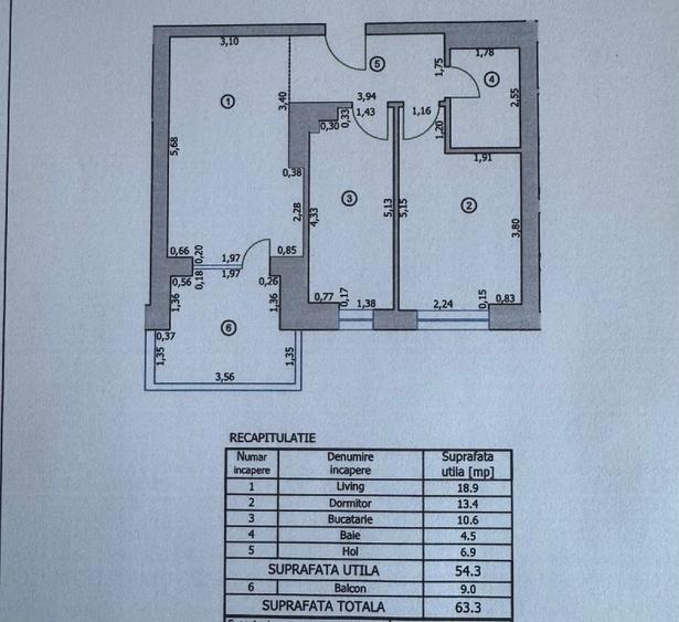Apartament cu 2 camere decomandat, mobilat în Central