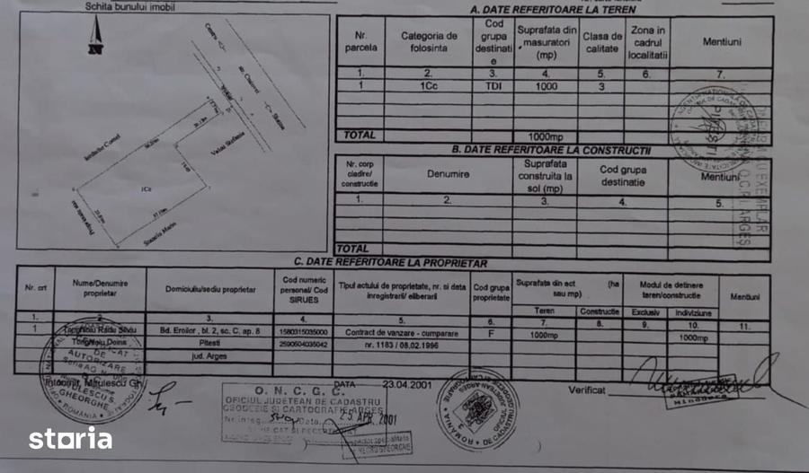 Teren de 1000 mp, în Războieni