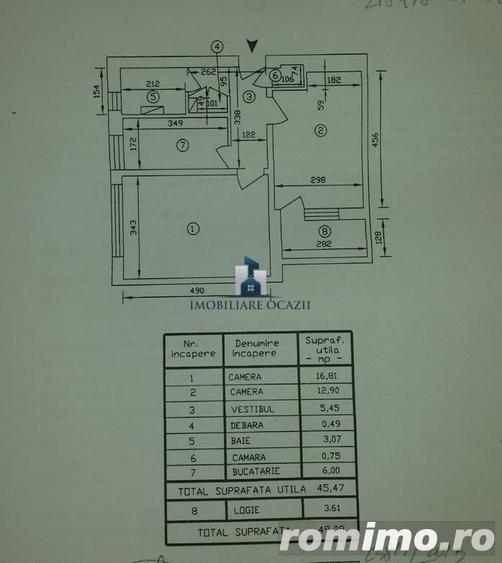 Apartament cu 2 camere decomandat în Central