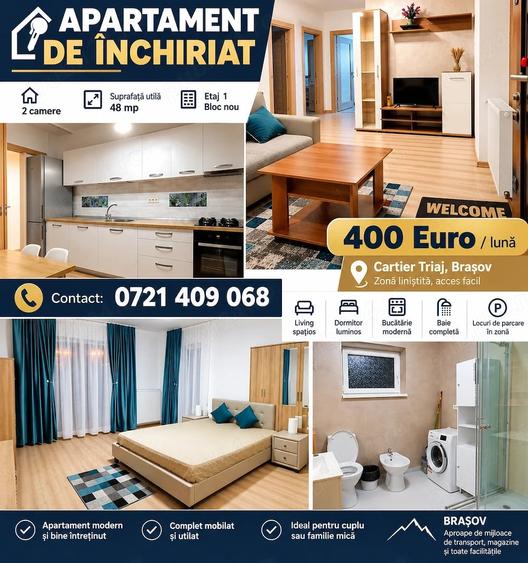 Apartament cu 2 camere decomandat în Triaj