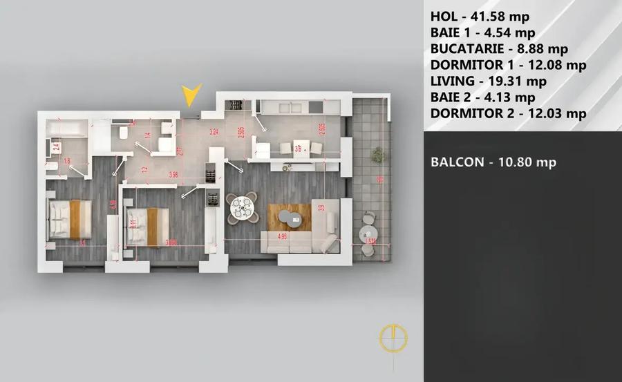 Apartament cu 3 camere decomandat în Theodor Pallady