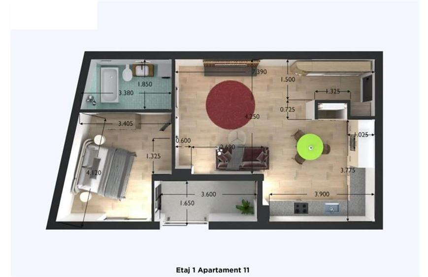 Apartament cu 2 camere decomandat în Cetății