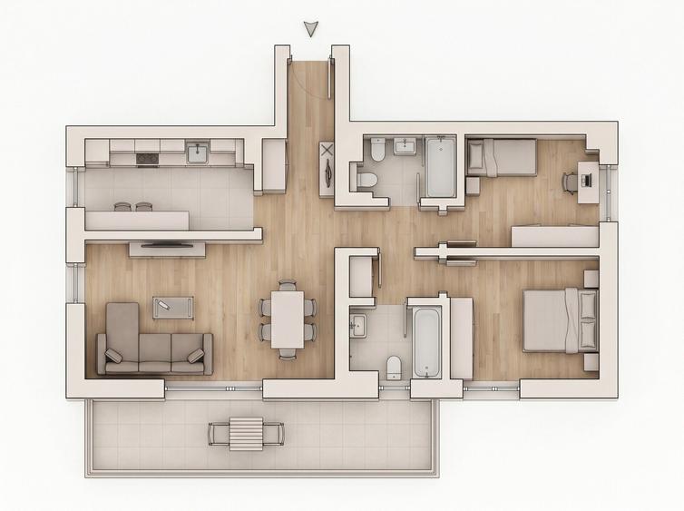 Apartament cu 3 camere, mobilat în Barbu Văcărescu
